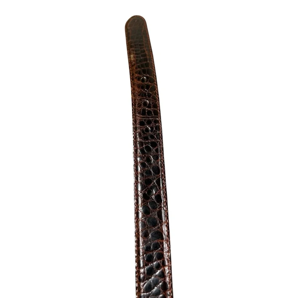 Saks Fifth Ave Brown Genuine Crocodile Mens Belt Size 40 1 Inch Width NEW